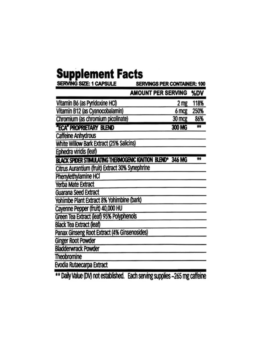 CLOMA PHARMA BLACK SPIDER 25MG EPHEDRA 100 SERVINGS