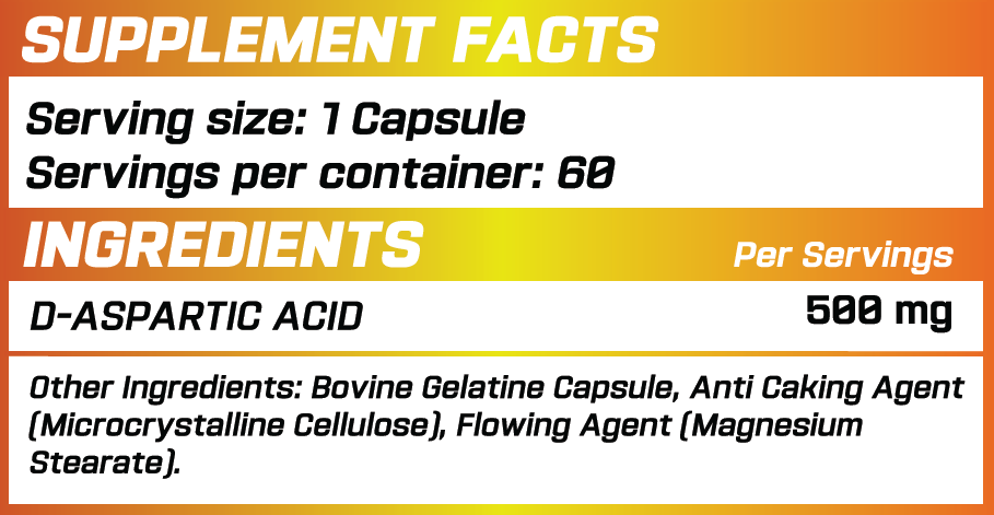 GRIMLABS DAA (D-ASPARTIC ACID) 500MG 60 SERVINGS