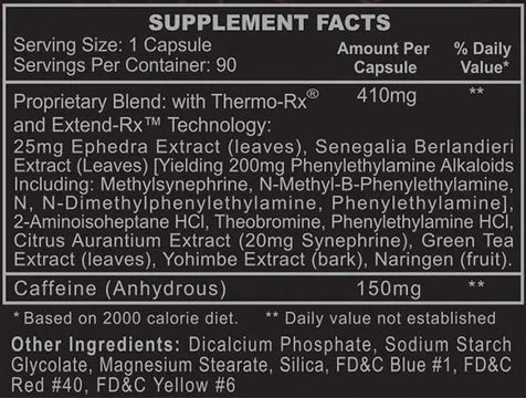 HI-TECH PHARMA BLACK WIDOW EPHEDRA & DMHA 90 SERVINGS